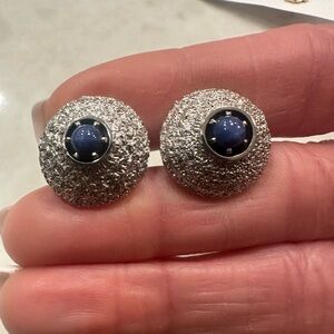 EUC Men's Anson silver tone & blue stone cufflinks